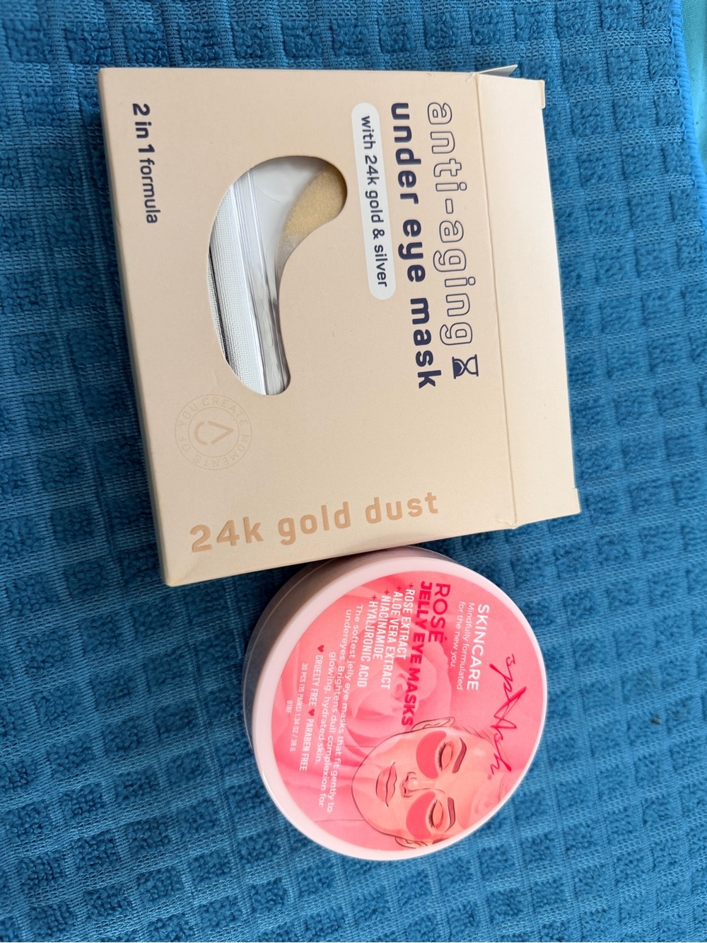 Anti-Aging Under Eye Mask 24k Gold Dust - Rose Eye Masks Set - Nude & Pink